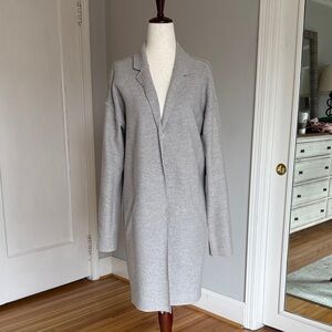Saks Fifth Avenue Light Gray Open-Front Wool Coat
